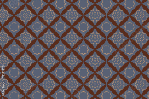 Refined arabesque floral geometry pattern featuring Geometric vine scrolls and soft symmetrical curves, ideal for elegant wallpapers, fabrics, decorative stationery, and Islamic festive themes.