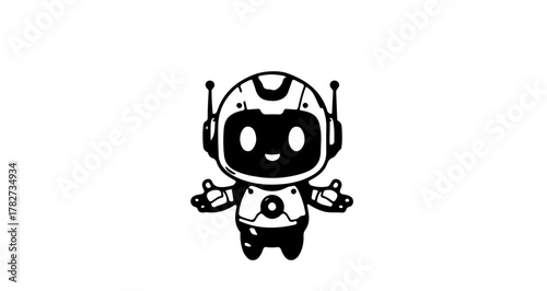 Cute cartoon robot character with antennas
