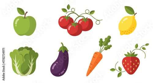 Collection of fresh fruits and vegetables