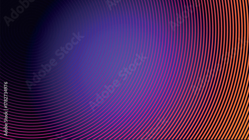 Abstract radial pattern of orange and purple lines creating a gradient effect, representing technology and digital art
