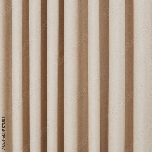 Textured Beige Curtain Draping Softly in a Sunny Room During the Afternoon