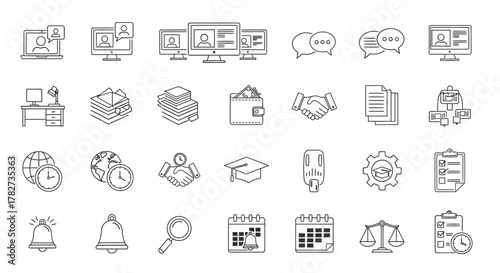 Set of hand drawn business and management icons collection of doodle elements for web design, mobile app, and graphic design projects