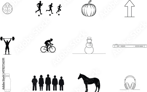 Ladybug runners pumpkin snowman weightlifter cyclist horse phone bottle