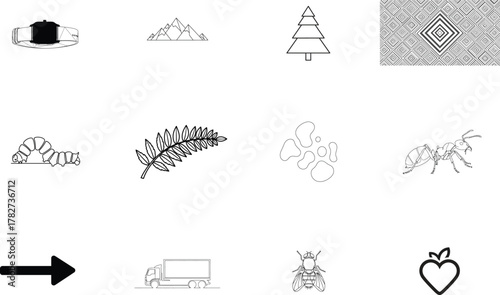 Smartwatch mountains tree pattern caterpillar fern blobs ant truck fly heart
