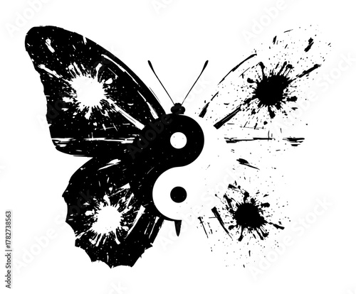 Yin yang butterfly with grunge texture a unique and eyecatching design for various creative projects