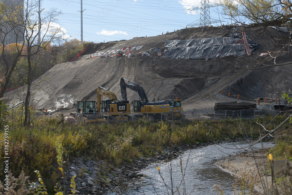 Naklejka premium construction site (Ontario Line), Don Valley, Toronto