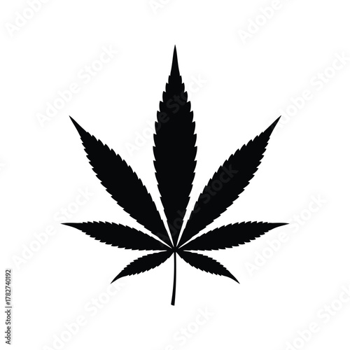 Black silhouette of a cannabis leaf