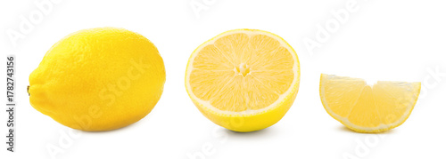 Wallpaper Mural Fresh lemon isolated on white, whole and sliced. Citrus fruit Torontodigital.ca