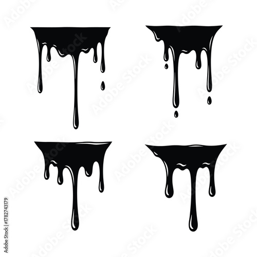 Four black ink drips