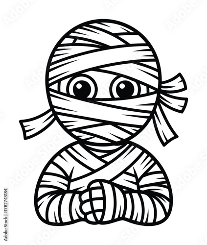 Cute mummy cartoon character Halloween illustration