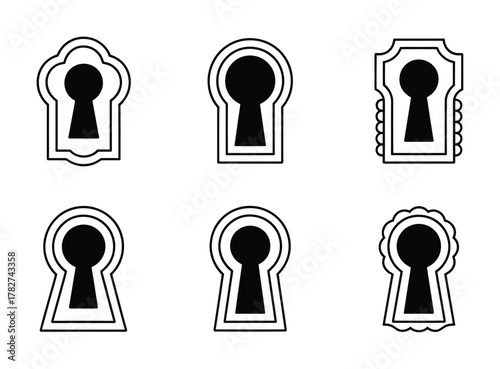 Vintage keyhole lock privacy security icons collection