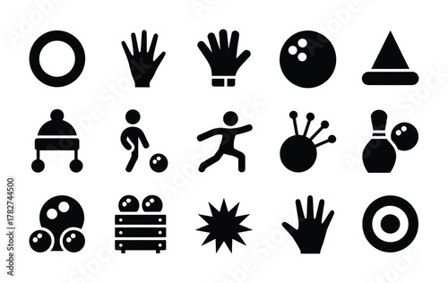 Bowling sport equipment and player icons pack