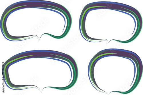 purple green blue lines colorful bold decorative outline art speech bubbles