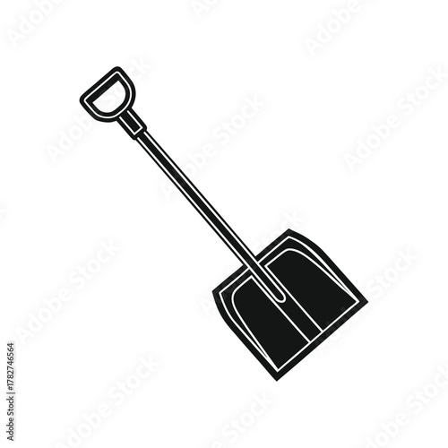 Hand drawn illustration of a garden shovel on a white background