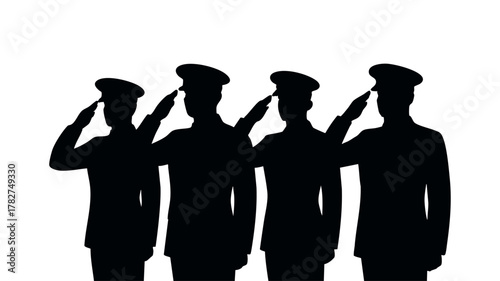 Army Officers Silhouette: Saluting in Uniform