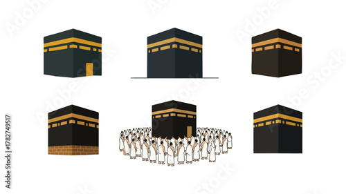 Holy Kaaba Illustrations in Different Angles and Perspectives