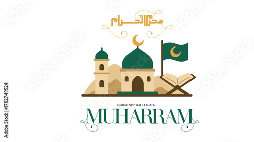Muharram ul Haram Islamic New Year greeting background