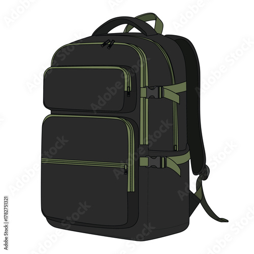Illustration of trendy black backpack template