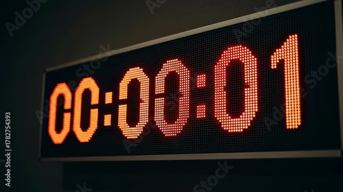 Digital Timer Displaying Countdown Seconds in Orange Color on Black Background.