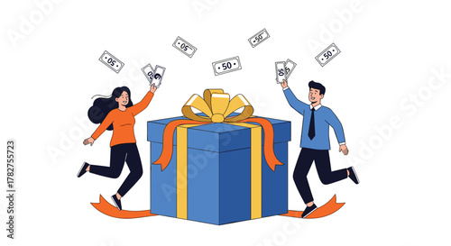 Celebrate financial success with a surprise windfall and joyful people, an exciting moment for your business or personal finance