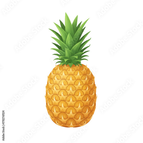 Fresh Pineapple Vector Illustration Isolated on White Background