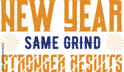 Happy New Year celebration typography vector design with modern clean layout. Suitable for t-shirt prints, banners, posters and social media greetings.
