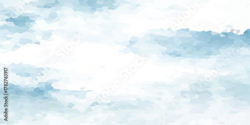 Light blue with watercolor soft cloud in the sky background vector.Aquarelle painting brush effect card paper textured canvas cloudy smoke space for text, Beauty clear cloudy in sunshine calm.