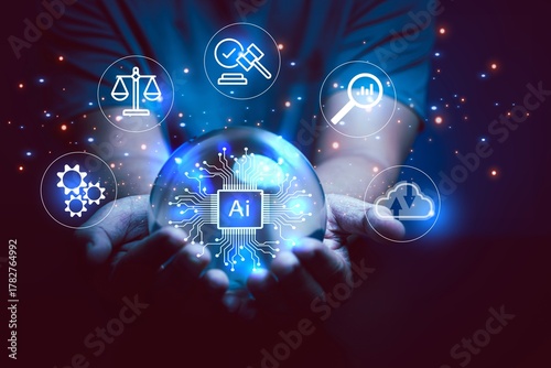 Wallpaper Mural Digital globe with AI Ethic icon symbolizing the global impact of artificial intelligence ethics, governance, and regulation shaping responsible technology worldwide. Torontodigital.ca