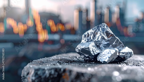 Close up of raw silver ore symbolizing mining industry, value of natural resources, and economic growth concepts linked to investment, energy, and industrial development in modern markets