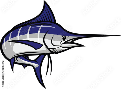 Majestic marlin illustration perfect for fishing enthusiasts and coastal branding