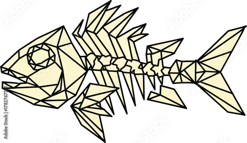 Unique geometric fish skeleton illustration for edgy designs and creative projects