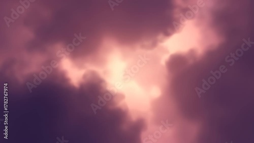 Dramatic Sky with Glowing Light and Dark Clouds in the Evening.