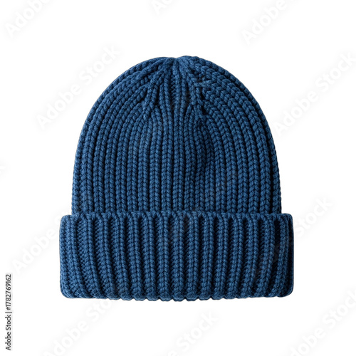Blue Knitted Beanie Hat - Warm Winter Fashion & Style