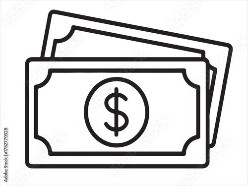 Realistic american dollar bill currency symbol graphic design isolated on transparent background