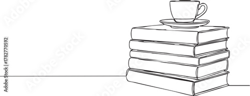 Enjoy peaceful reading time with a cup of coffee on stacked books, perfect for relaxation and knowledge exploration moments