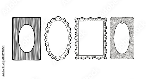 Collection of Decorative Picture Frames in Various Shapes and Styles. Vector Illustrations. EPS Editable