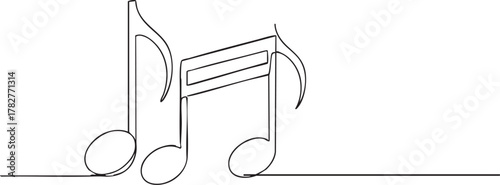 Simple musical notes in a continuous line create flowing rhythm and modern appeal for creative designs and artistic projects