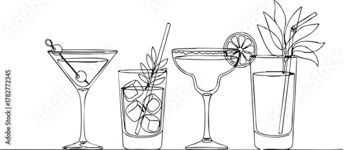 Sip into summer with these minimal line art cocktails, perfect for vibrant posters, elegant menus, and trendy bar promotions