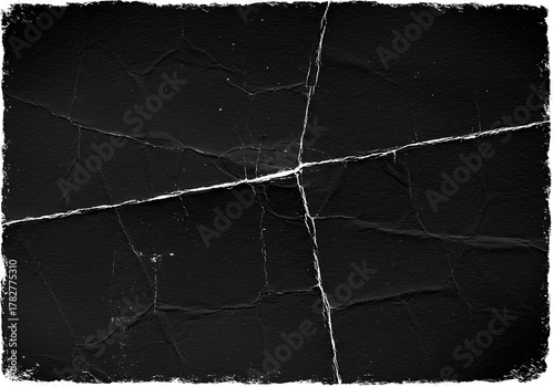 Grunge Graphic: Seamless Black Paper Texture with Rough, Torn Edges and White Crease Lines