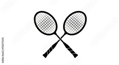 Crossed Badminton Rackets A Graphic Illustration of Sport and Recreation.