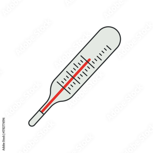 Illustration of a medical thermometer showing a high temperature reading. Vector Illustrations. EPS Editable