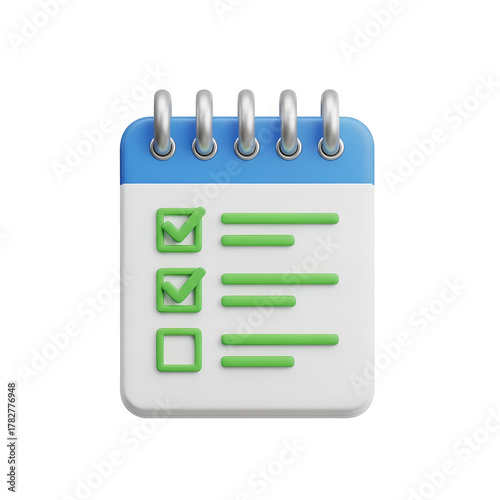 To-do List Checklist Icon 3D Blue Green Isolated On Transparent Background