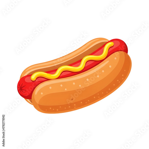 Hot Dog Frankfurter Classic Mustard Illustration Isolated On Transparent Background