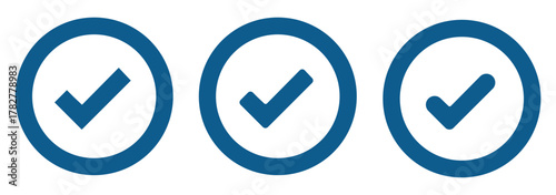 Check Mark Icons set. Circle tick approved symbol.  Check marks for accept, confirmation, agreement. correct and accept sign.