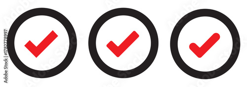 Check Mark Icons set. Circle tick approved symbol.  Check marks for accept, confirmation, agreement. correct and accept sign.