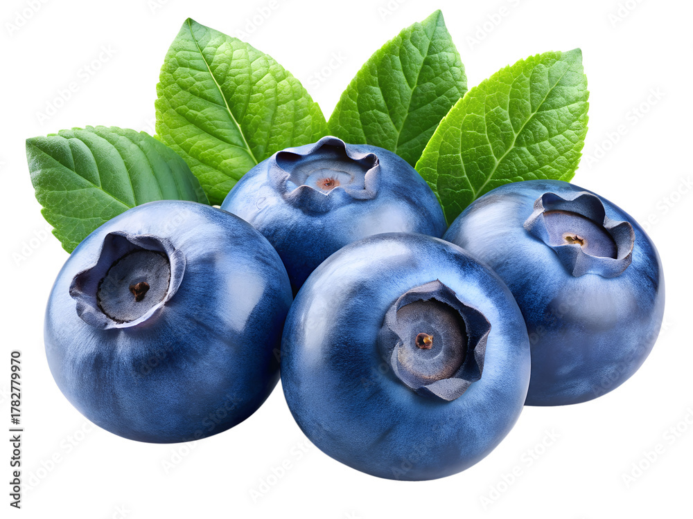 Obraz premium blueberries isolated on transparent white background full depth of field clipping path