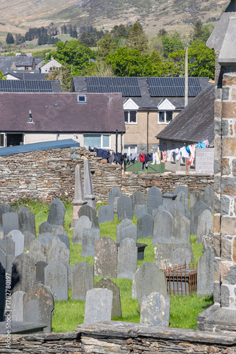 Historic headstones in a village cemetery.
