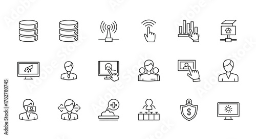 Collection of Technology and Business Icons for Digital Applications. EPS Editable