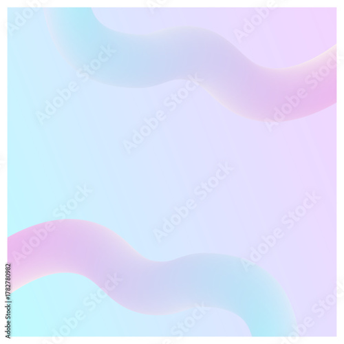 グラデーション立体チューブのフレーム背景 (淡いピンクと水色) 正方形