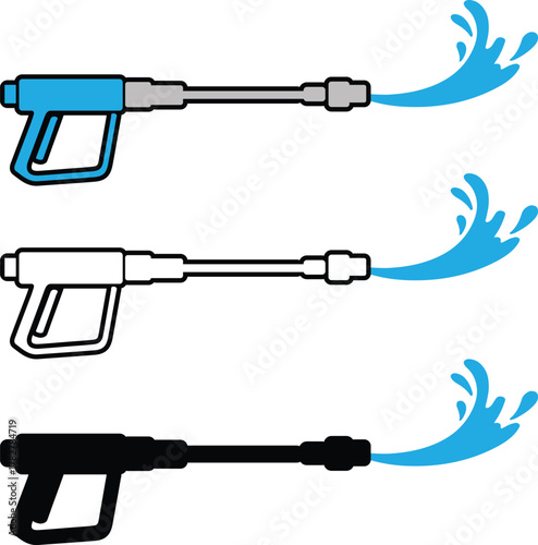 pressure washing gun silhouette icon bundle